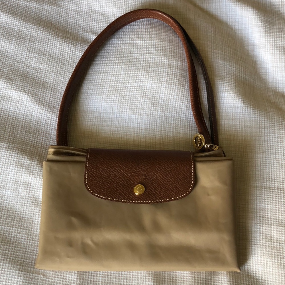 Large Longchamp Le Pliage tote tan
